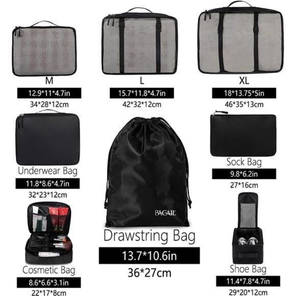 8 Set Packing Cubes Luggage Packing Organizers for Travel Accessories - Picture 2 of 6